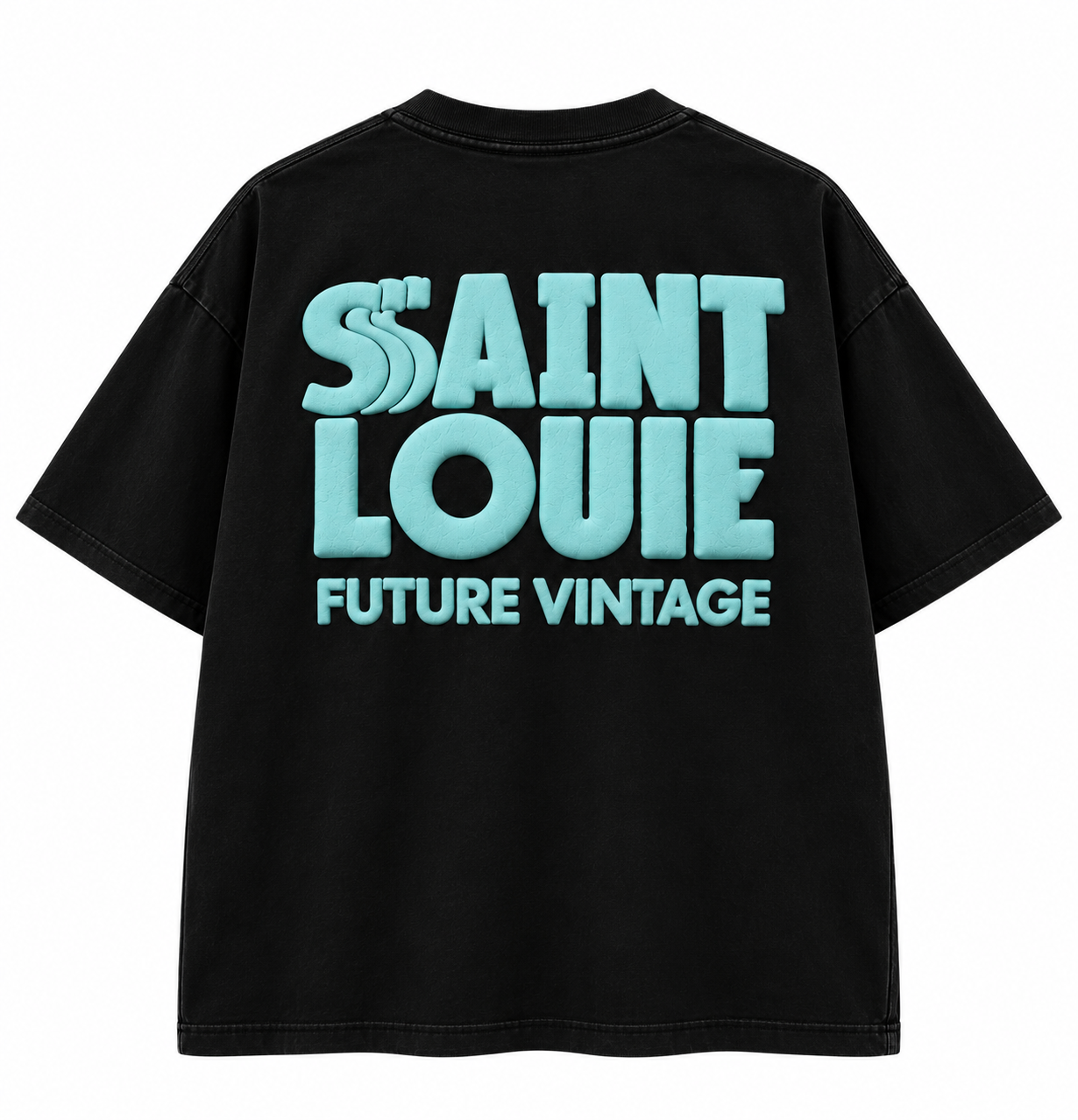 FUTURE VINTAGE —  AQUA PUFF PRINT ACID WASH TEE