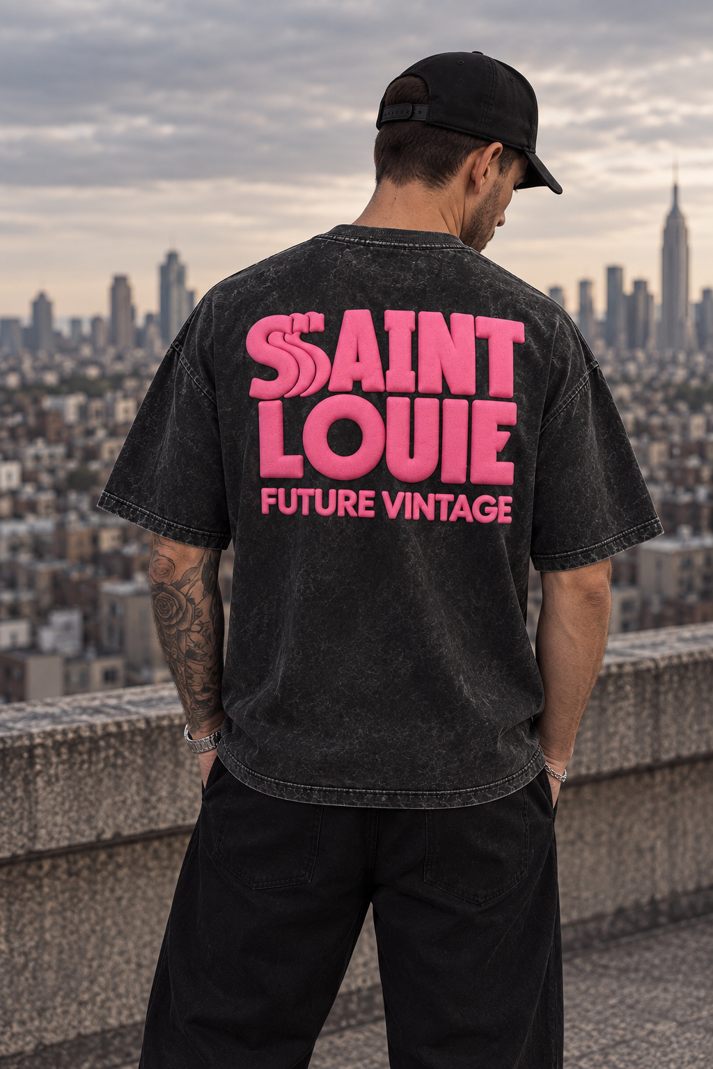FUTURE VINTAGE — AZALEA PUFF PRINT ACID WASH TEE