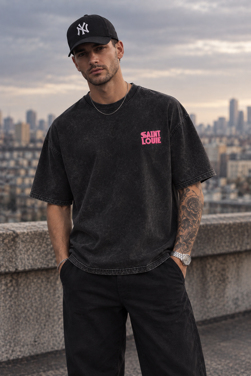 FUTURE VINTAGE — AZALEA PUFF PRINT ACID WASH TEE